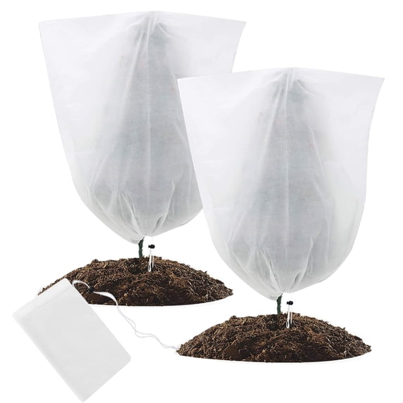 Innens Plant Cover Freeze Protection with Drawstring Design Winter Reusable Frost Protect Bag for Outdoor Plants (47.2" x 70.9", 2Pcs)
