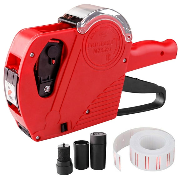 Innens Price Tag Gun with Sticker Labels and Ink MX-5500 8 Digits Label Maker for Retail Store, Red
