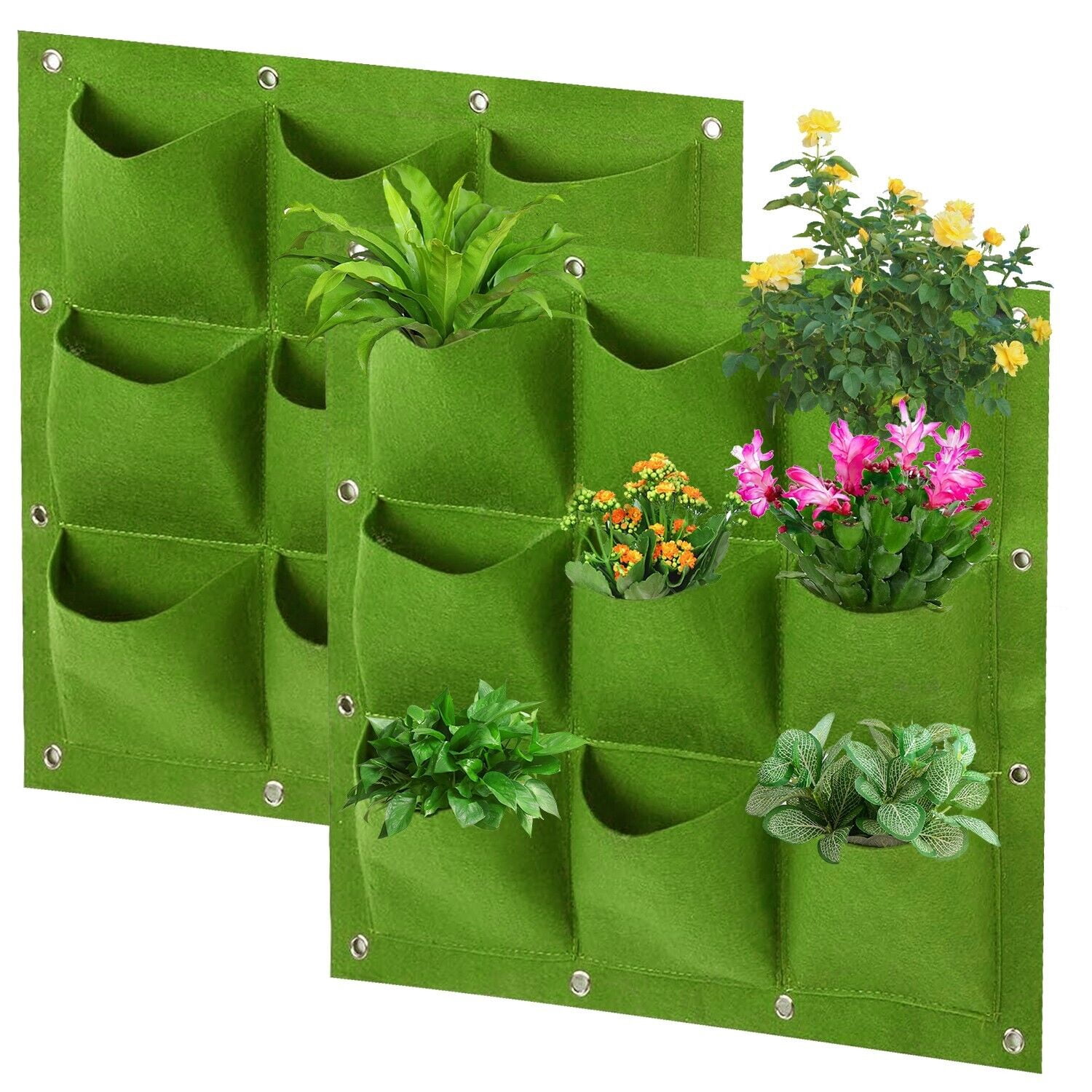 Innens Seedling Bag 9 Pocket Wall-Mounted Vertical Garden Felt Plant ...