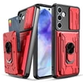 thumbnail image 1 of Innens for Samsung Galaxy A15/A25/A55 5G 6.5inch Card Slot Wallet Case Finger Ring Holder Cover with Screen Protector, Red, 1 of 18