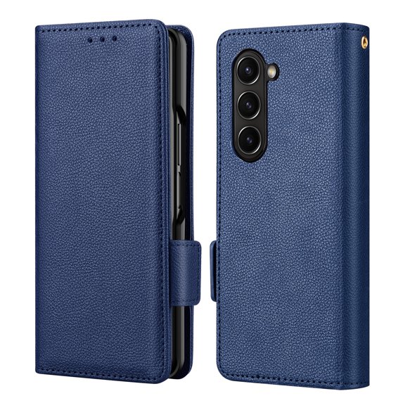 Innens for Samsung Galaxy Z Fold 5 5G Leather Case with Wallet Credit Card Holder Phone Cover, Blue