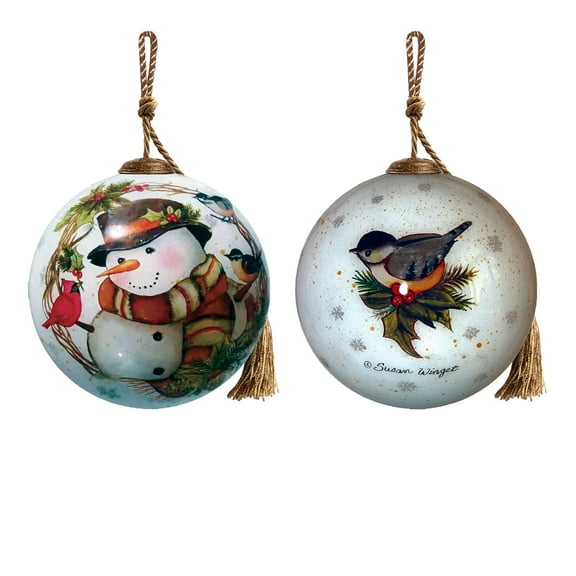 Inner Beauty Winter Forest Snowman Wreath Hanging Ornament, Christmas