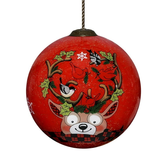 Inner Beauty 2011005 Woodland Plaid Pals Reindeer Ornament, 3-inch Diameter