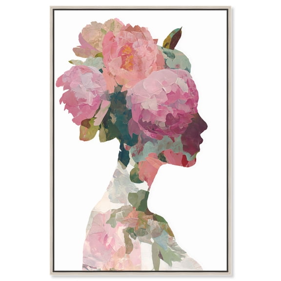 Inner Bloom I Canvas Print Floral Pink Wall Art by Art Remedy, Silver Frame, 30 x 45