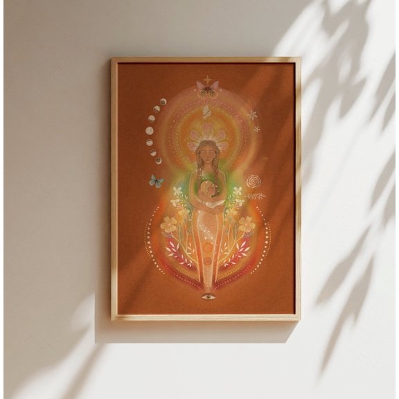 Inner Child Healing Fine Art Print Handmade Spiritual Art Mother Daughter Illustration Visionary Folk Artwork Colourful Room Decor Gift Size 24x36 Unframed Poster