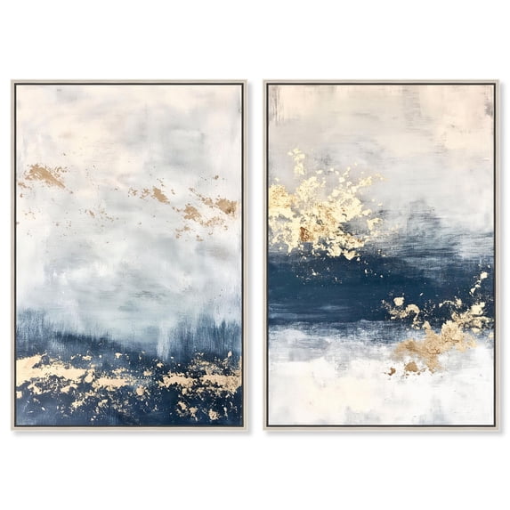 Inner Cosmos Duo Canvas Print Living Room Decor by Art Remedy, Silver Frame, 30 x 45