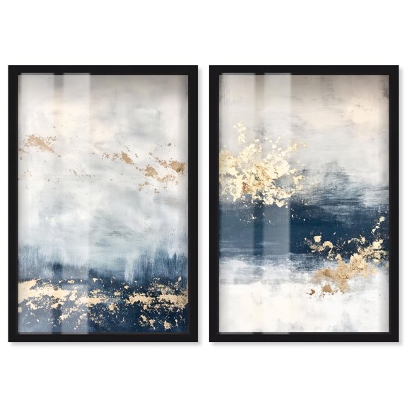 Inner Cosmos Duo Shadowbox Print Living Room Decor by Art Remedy, Black Frame, 24 x 36
