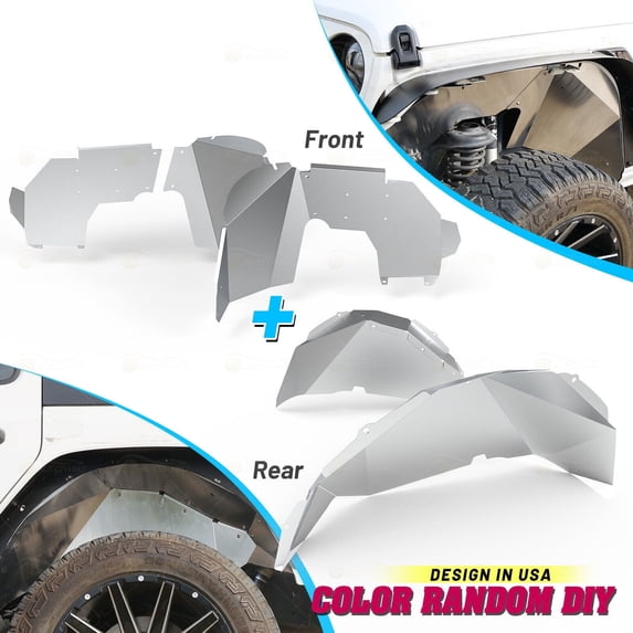 Inner Fender Liners for 2018-2026 Jeep Wrangler JL JLU Aluminum Paintable 4 PCS |DIY Color