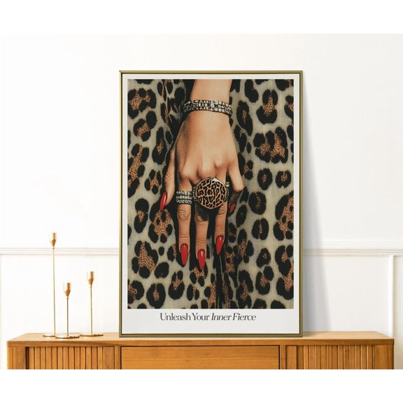 Inner Fierce Cheetah Leopard Newspaper Wall Decor Unframed Paper Print