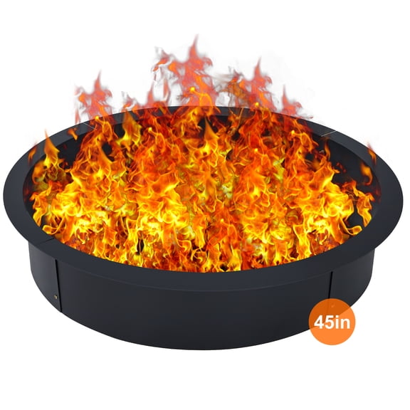 Inner Fire Pit Ring, Outdoor Steel Firepit Ring Outer Large Bonfire Fire Pit Insert Round, In-Ground Fire Pit, Outside Wood Burning DIY for Camping Garden Patio