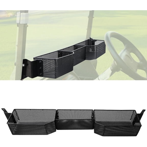 Inner Front Storage Basket for E-Z-GO Valor 2025, Golf Cart Large Compartments Combined Storage Mesh Basket Heavy Steel Dash Tray Organizer for E-Z-GO Valor 2025 Accessories