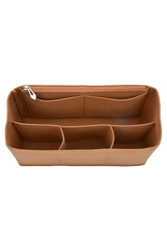 Inner Liner Makeup Storage and Organization Bag, Inner Liner Bag with Long and Short Handles, Maintain a Fresh and Clean Appearance Over Time, Makeup Pouch Organizer Insert, Brown (Multi-Pocket)