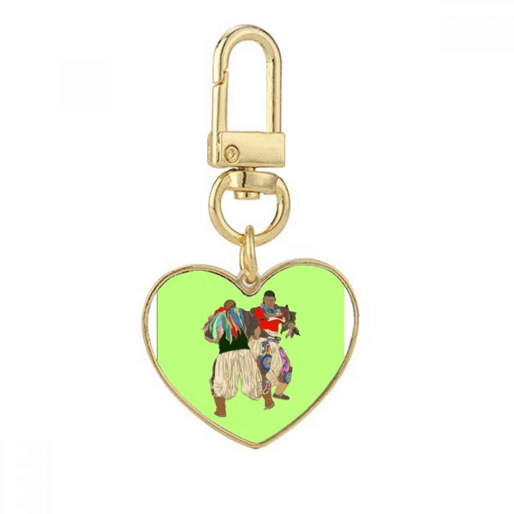 Inner Mongolia Wrestling Competition Gold Heart Keychain Metal Keyring inner-mongolia-wrestling-competition-gold-heart-keychain-metal-keyring