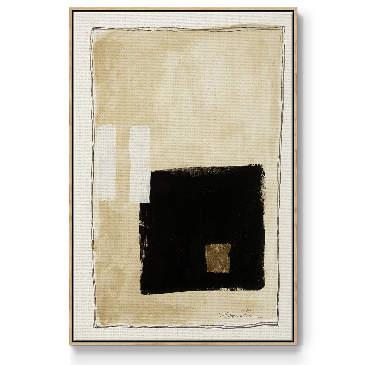 Inner Musing I Framed Premium Gallery Wrapped Canvas - Ready to Hang - 25 x 37 - Natural Wood Floating Frame