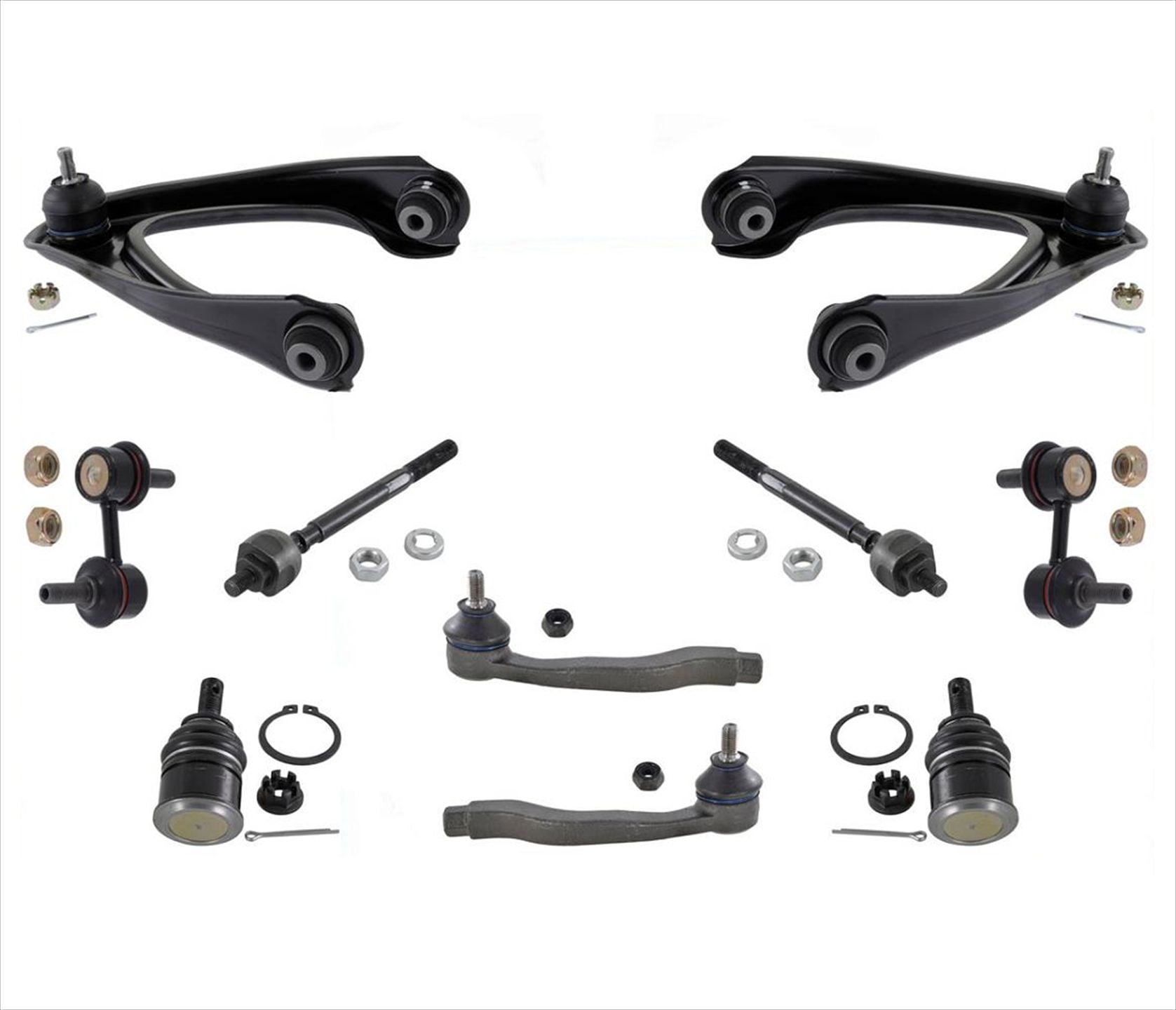 Inner Outer Tie Rods Control Arms & Sway Bar Links 10Pc KIT For 9701