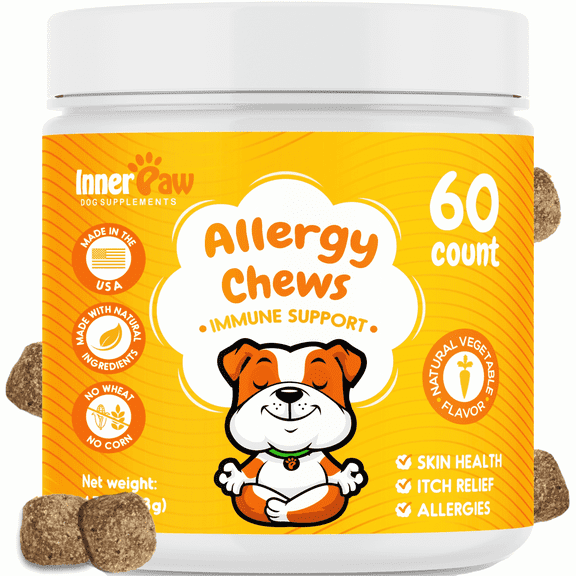 Inner Paw Allergy Chews, Itch Relief for Dogs, Vegetable Flavor, 60 Count