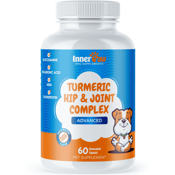Inner Paw Hip and Joint Supplement for Dogs, Glucosamine and MSM, Bacon Flavored, 60 Count
