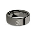 thumbnail image 1 of Inner Peace Om Emblem Engraved Polished Gunmetal Tungsten Ring, 8mm, Size 6, 1 of 2