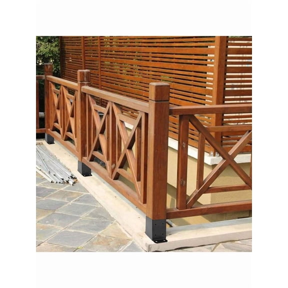 Inner Size 3.6"X3.6" Post Base, 4x4 Post Base Heavy Duty Wood Post Brackets, Metal Black Decking Post Anchor For Porch Railing Support