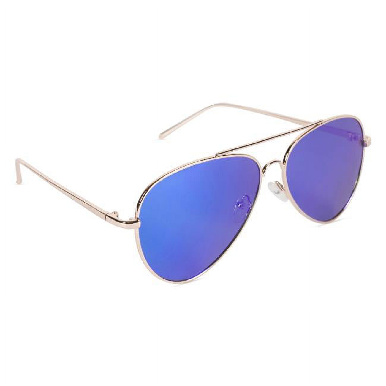 Inner Vision Military Style Aviator Sunglasses, Polarized & Revo Lens, Scratch Resistant, UV400 Protection With Case - Gold Frame, Electric Blue Lens - image 1 of 10