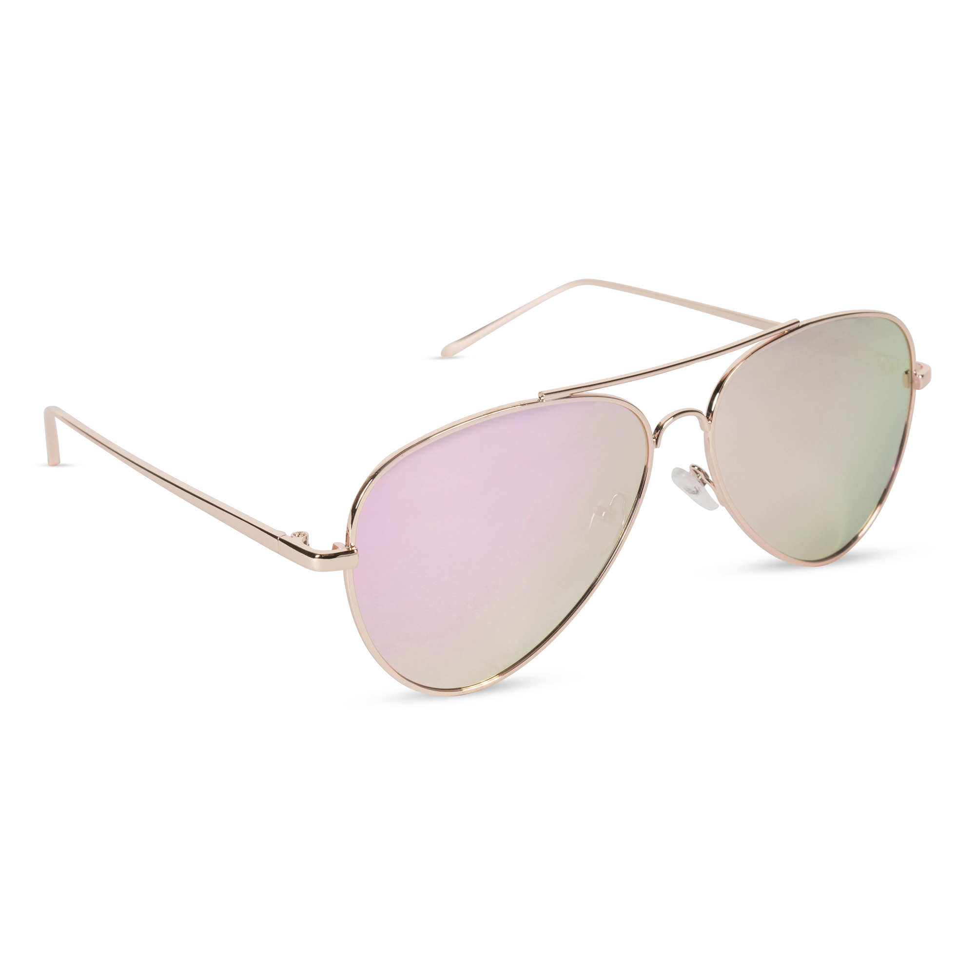 Inner Vision Military Style Aviator Sunglasses, Polarized & Revo Lens, Scratch Resistant, UV400 Protection With Case - Gold Frame, Pink Lens - image 1 of 8