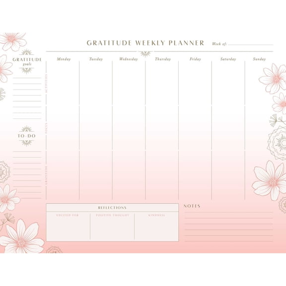 Gratitude Weekly Planner Notepad: (Mindfulness Gifts, Gratitude Journal for Women, Back to School Supplies)