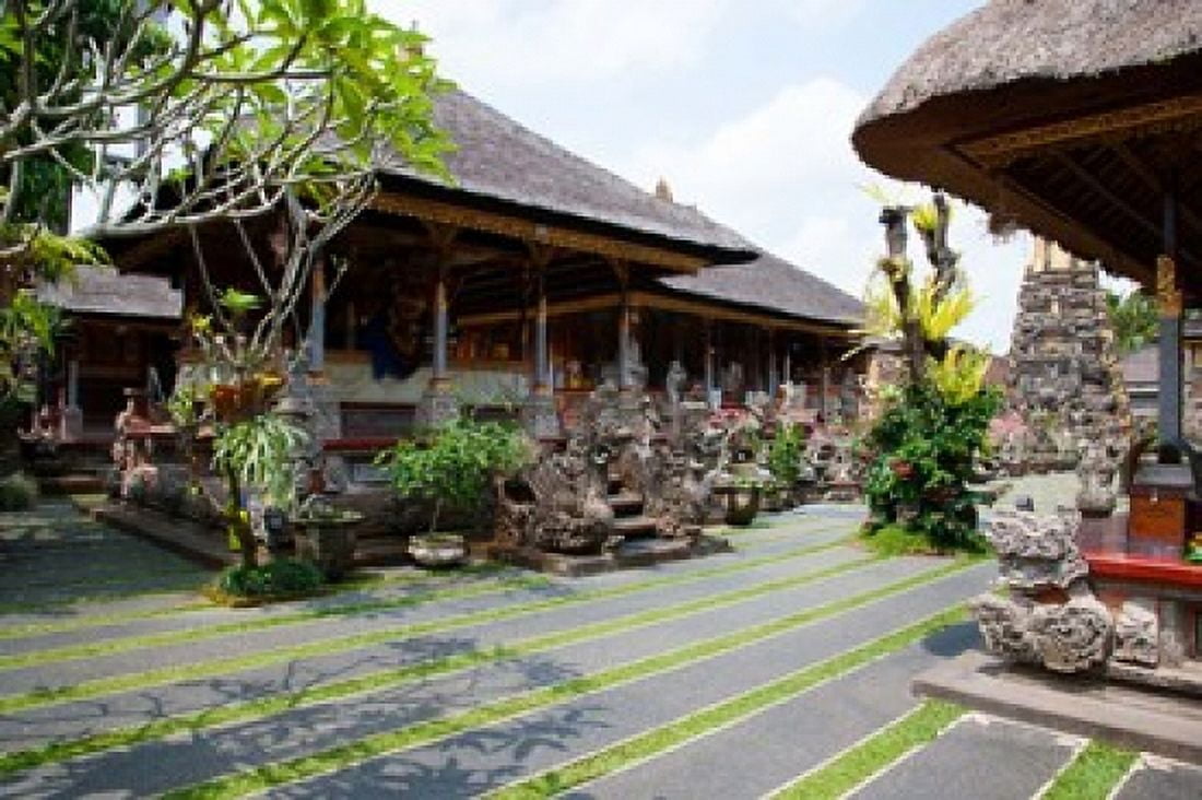 Inner grounds of the 1950s Pura Taman Saraswati temple Ubud Bali Indonesia Canvas Art - Panoramic Images (36 x 24)