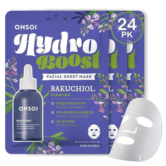 Innerest 24PK ONSOI Hydro Boost Nourishing Face Masks Skincare Korean Skin Care Facial Sheet Mask (24, 24PK Bakuchiol)