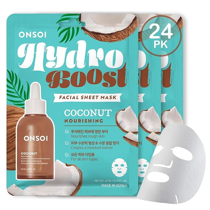 Innerest 24PK ONSOI Hydro Boost Nourishing Face Masks Skincare Korean Skin Care Facial Sheet Mask (24, 24PK Coconut)
