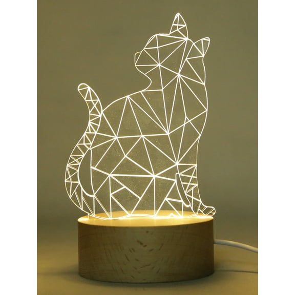 Innerest 3D Cat Dog Bear Night Light Table Lamp Home Décor Animal Sculpture Hardwood Kids bed lighting