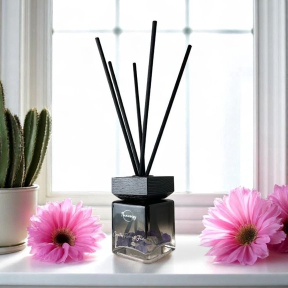 Innergy Cactus Flower Crystal-Infused Reed Diffuser – 100ml Aromatherapy Essential Oil Diffuser for Home – Long-Lasting Scent, Natural Crystal Energy for Relaxation & Balance