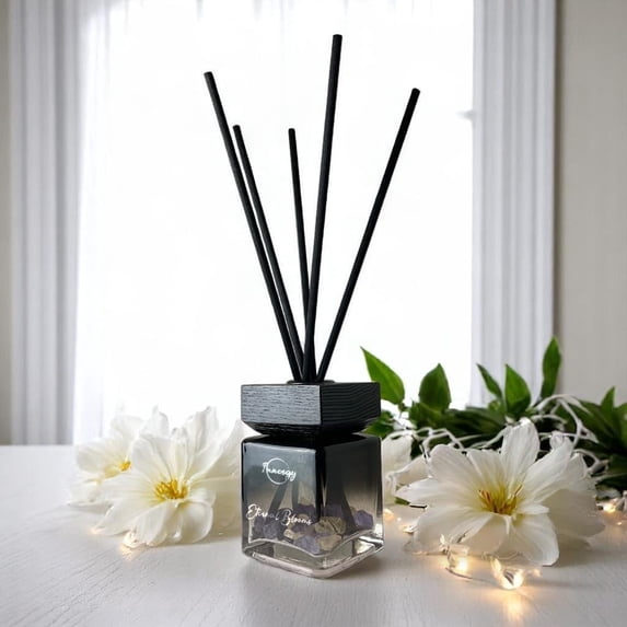 Innergy Eternal Blooms Zodiac Crystal-Infused Reed Diffuser – 100ml Aromatherapy Essential Oil Diffuser for Home – Long-Lasting Scent, Natural Crystal Energy for Relaxation & Balance