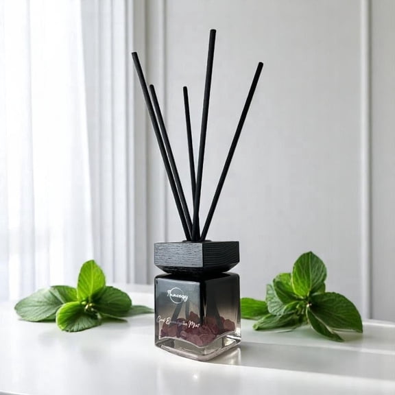 Innergy Eucalyptus Mint Crystal-Infused Reed Diffuser – 100ml Aromatherapy Essential Oil Diffuser for Home – Long-Lasting Scent, Natural Crystal Energy for Relaxation & Balance