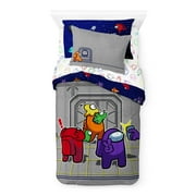 Innersloth Among Us Grey 5 Piece Twin Bed Set w/ Sham, 100% Microfiber