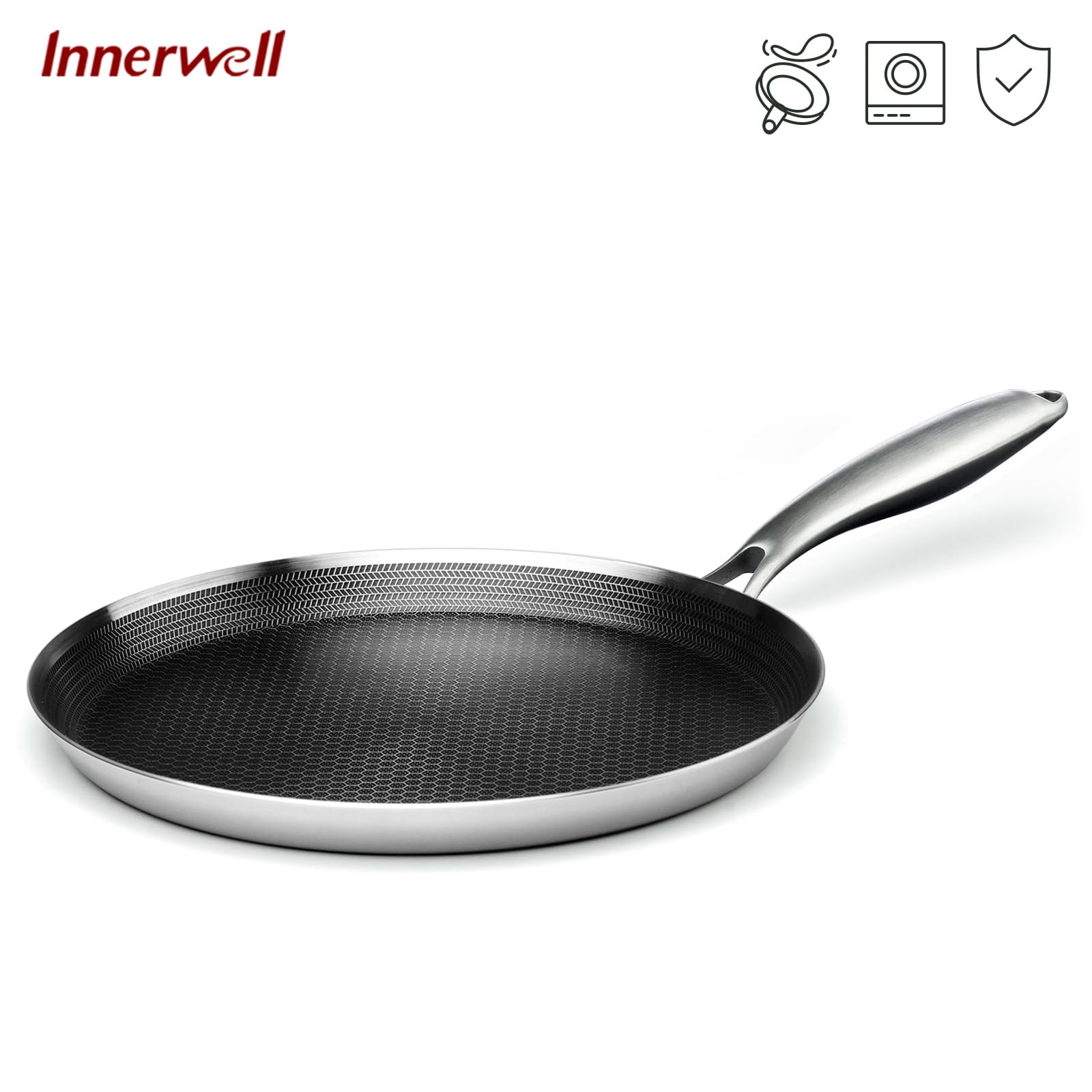 Innerwell 10-Inch Nonstick Stainless Steel Crepe Pan, Honeycomb