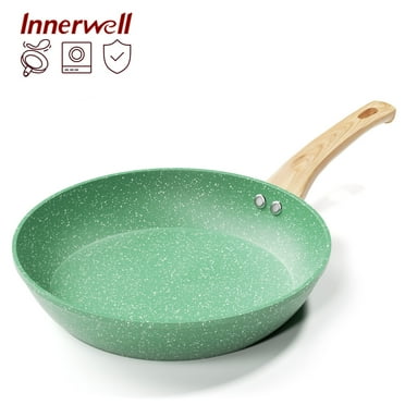 Innerwell 11 Inch Green Nonstick Frying Pan Skillet Bakelite Handle Saute Egg Pan Granite Cookware Fits Various Stoves