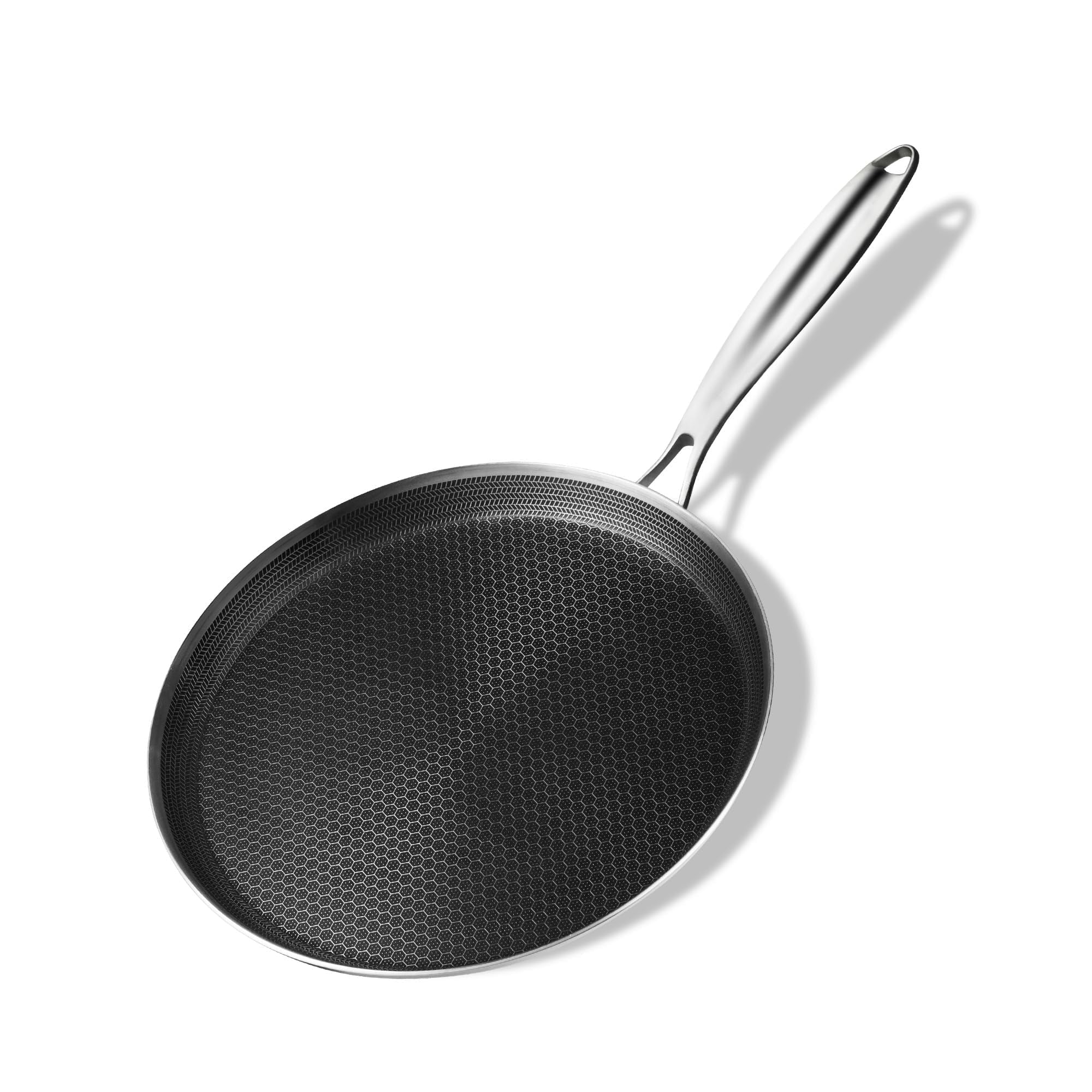 11'' Silver Stainless Steel Nonstick Crepe Pan with Honeycomb Coating