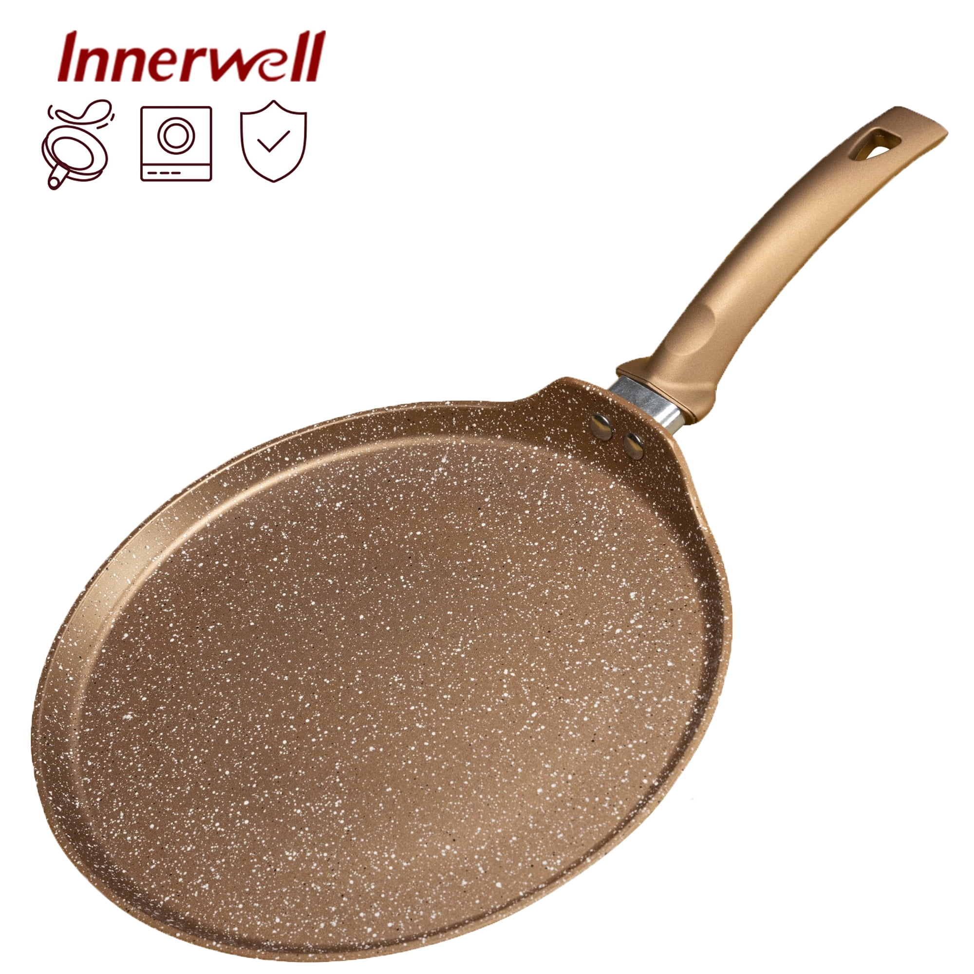 SUAREA 11-Inch Nonstick Crepe Pan - PFOA Free Iron Grill Pan With Wooden Handle, Induction Compatible