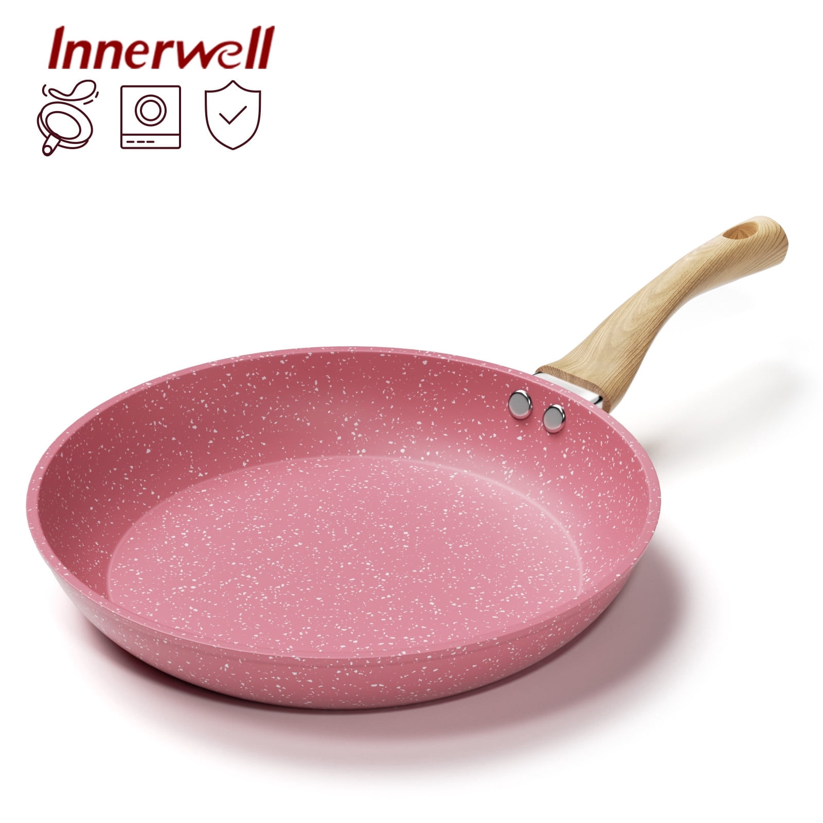 Innerwell 11-Inch Pink Nonstick Frying Pan, Granite Coating