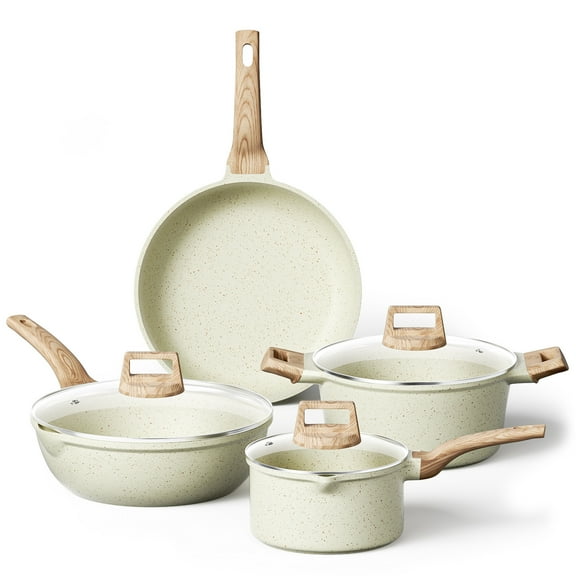 Innerwell 4-Piece Aluminum Nonstick Frying Pan Set Pot and Pan Set with Lids with Stay-Cool Handles