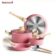 Innerwell Non Stick Granite Induction Cookware Set, 8 Pcs, Stay Cool Bakelite Handles