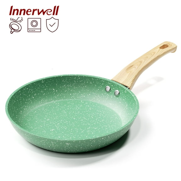 Innerwell 9.5 Inch Nonstick Granite Aluminum Frying Pan with Bakelite Handle, Green