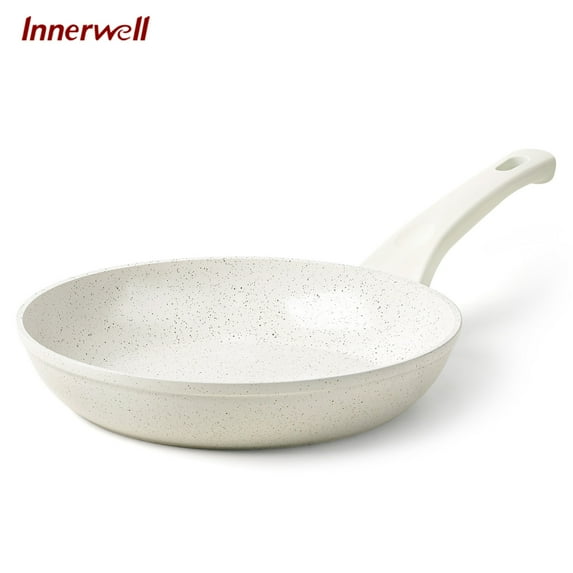 Innerwell 11 Inch White Nonstick Frying Pan Skillet Bakelite Handle Saute Egg Pan Easy Clean Granite Cookware