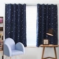 thumbnail image 1 of Innerwin 1/ 2Pcs Blackout Window Curtain Stars Print Room Darkening Curtains UV Protect Long Drapes Grommet Kitchen Thick Solid Silver Pressed Thermal Insulated Perforate Navy Blue 39.37x98.43", 1 of 1