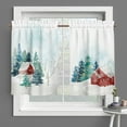 thumbnail image 1 of Innerwin Christmas Rod Pocket Short Window Curtain Kitchen Valance Cafe Tier Slot Top Window Treatments Style-J 42x45in*2PC, 1 of 2