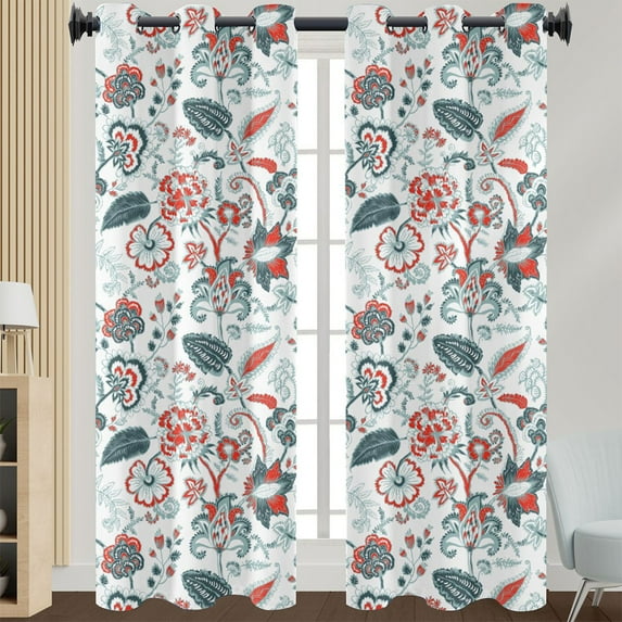 Innerwin Thermal Insulated Blackout Window Drapes Grommet Room Darkening Curtain Floral Printed Window Treatments for Bedroom Living Room Style 1 W:43"xH:85"
