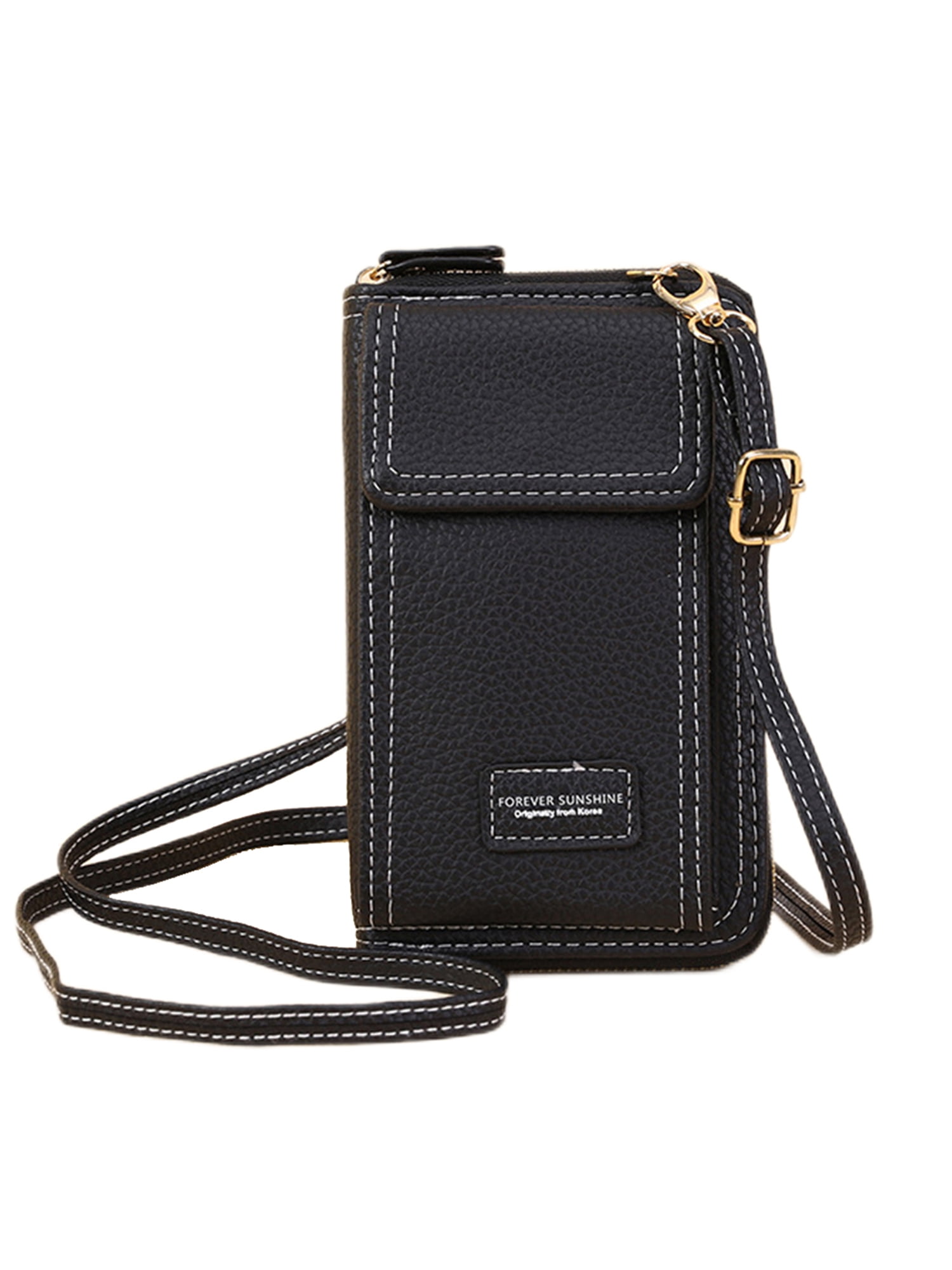 Innerwin Women Cell Phone Purse Designer Crossbody Bags Mini PU Leather  Wallet Messenger Ladies Fashion Credit Card Slots Waterproof Pouch Black 