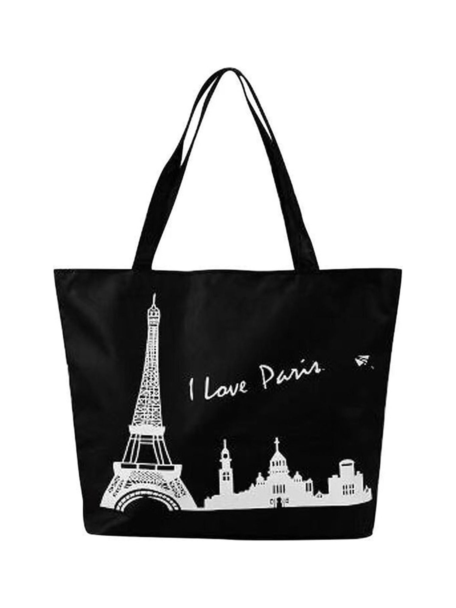 Paris Zipper Black Tote Bag