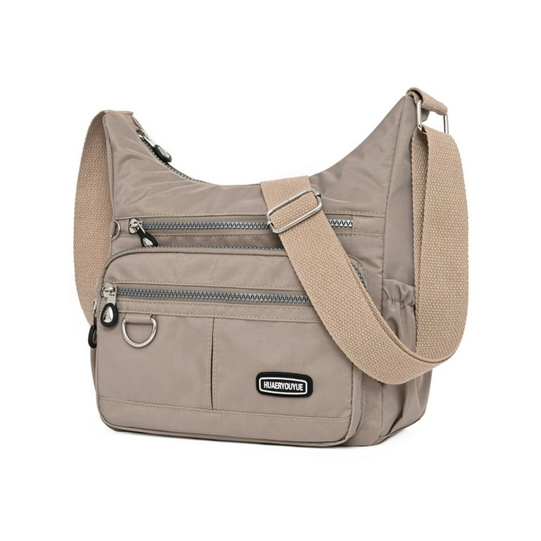 Innerwin Women Shoulder Bag Designer Crossbody Bags Multi Pockets Purse  Handbag Zipper Ladies Nylon Large Capacity Waterproof Adjustable Strap  Apricot 