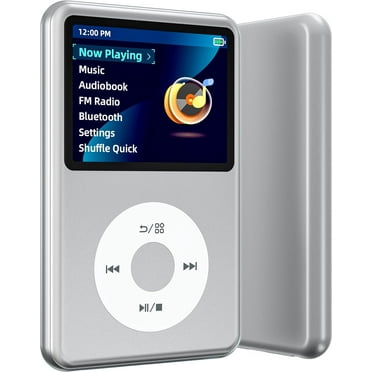 Innioasis Mp3 Player with Bluetooth, 2.4" 128GB Portable Mini HiFi Sound Bluetooth Walkman Digital Music Player with FM Radio Audiobook and Speaker Built in for Kids (Silver)